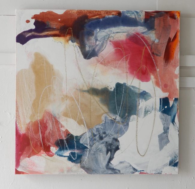 「in longhand #5 -柔らかで親密なひかり-」<br>2024 (530×530) <br>キャンバスに油彩、パステル