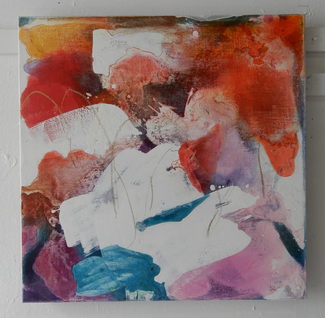 「in longhand #8 -血はめぐる-」<br>2024 (530×530) <br>キャンバスに油彩、パステル